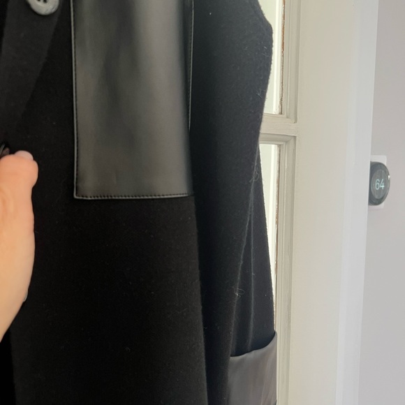 Joie black shacket with faux leather pockets and trim medium - Picture 3 of 5